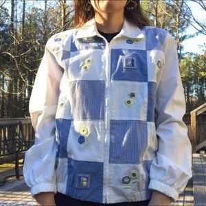 Alfred Dunner pastel checkered jacket with flowers